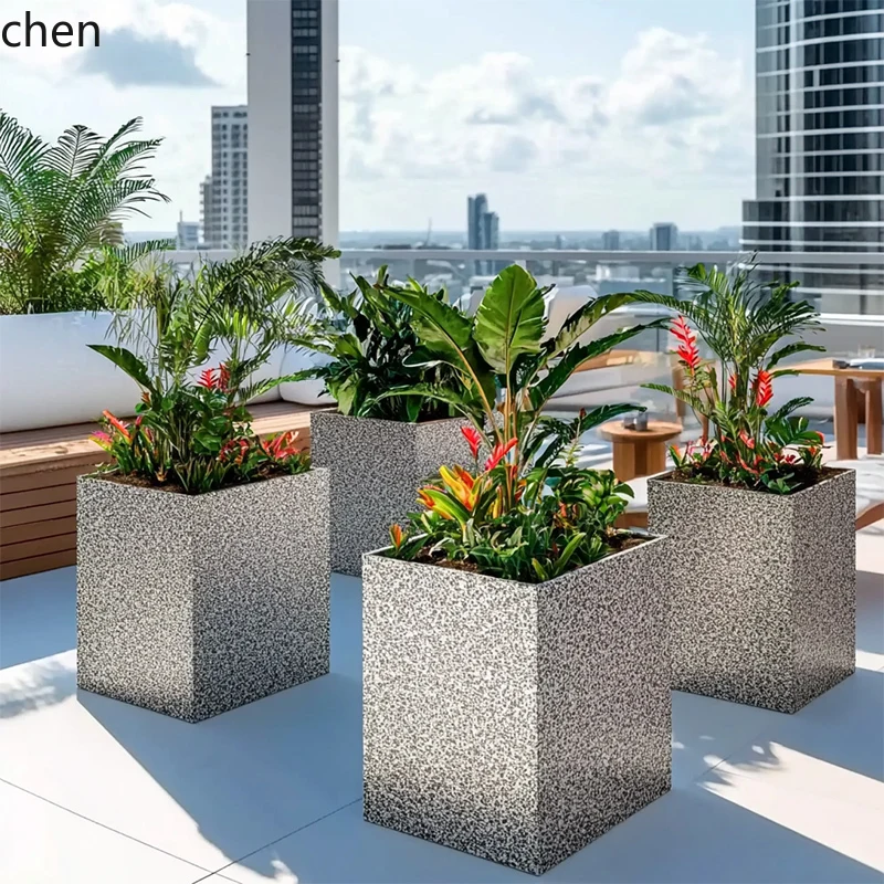 YXY Outdoor Flower Box Imitation Terrazzo Flower Bed Outdoor Terrace Courtyard Landscape Flower Slot
