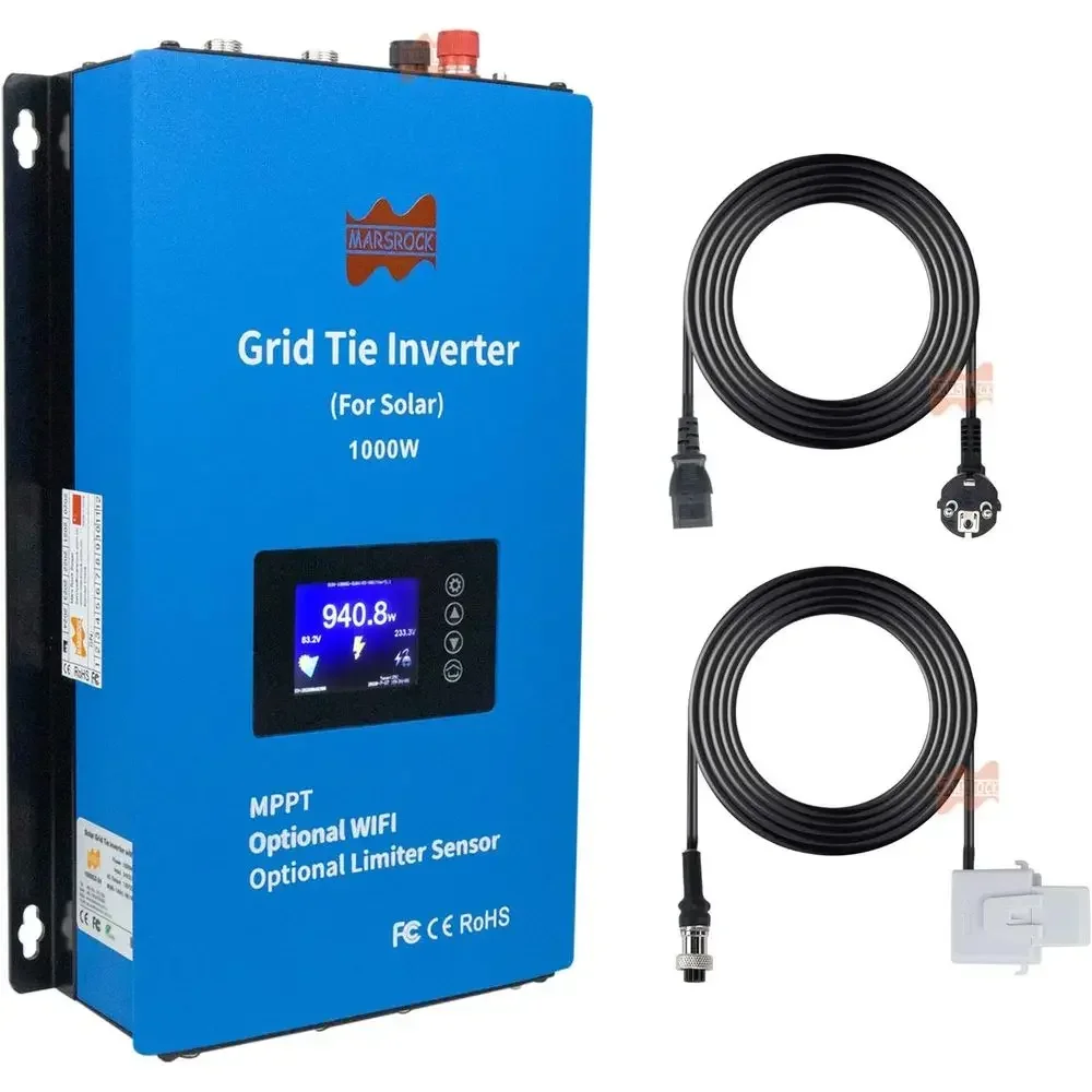 1000W Grid-Tie Inverter with Limiter, Sine Wave, Converts 22-60V DC to 110V/240V AC Auto-Match, Compatible with Home Power Syste