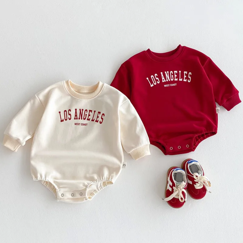

2025 Autumn New Baby Long Sleeve Bodysuit Newborn Infant Girl Letter Print Jumpsuit Cotton Toddler Boy Casual Clothes 0-24M