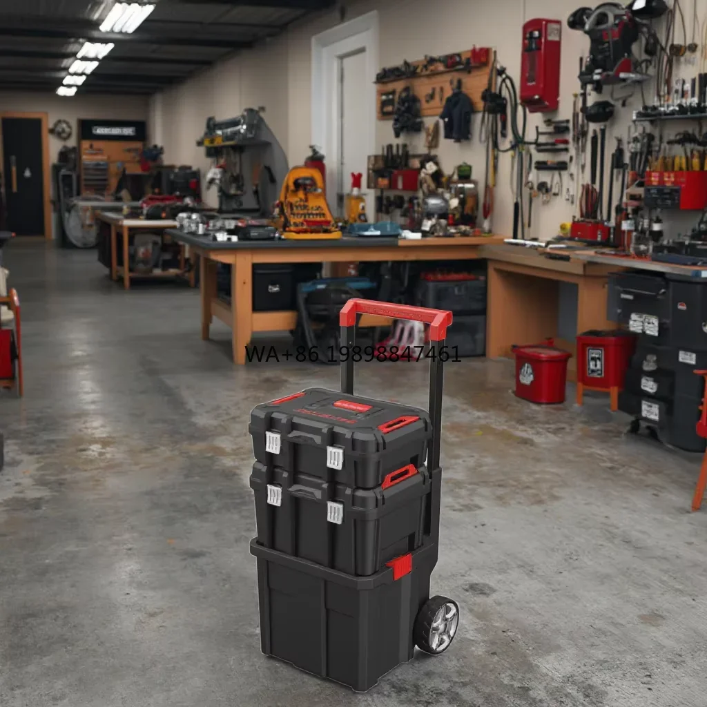 

Vertak Wholesale Rolling Mobile Toolbox Cart on Wheels Multi-Layer 3 in 1 Stackable Tool Box Set Trolley
