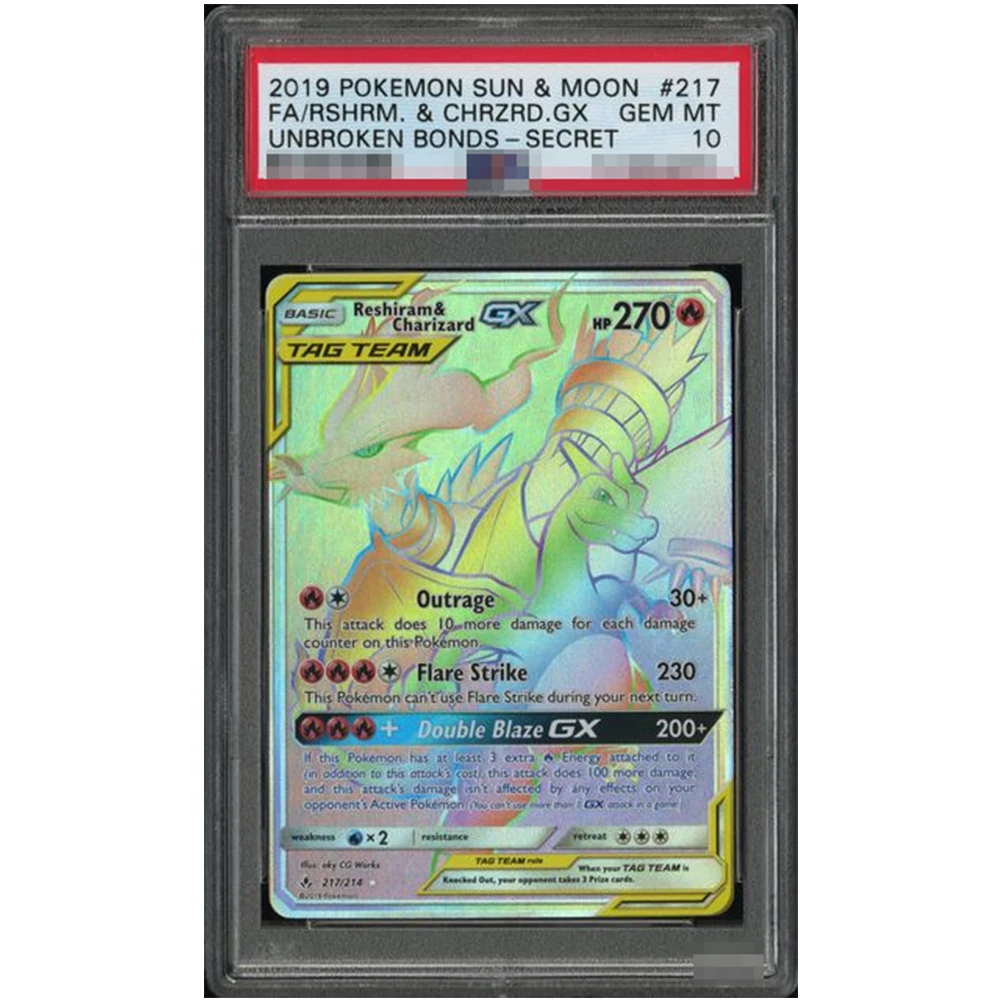 2019 Diy Ptcg Proxy Cartão de coleção classificada Sun&moon Fa/rshrm.&chrzrd. Gx Bonds Inbroken-Secret 239/217 Gem Mt 10 Etiquetas Cartões