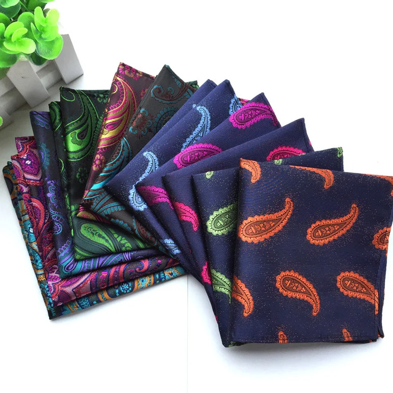 Men's Paisley Pocket Square Cashew Flower Jacquard Suit Handkerchief Formal Hanky For Wedding Banquet Business Gentleman Gift