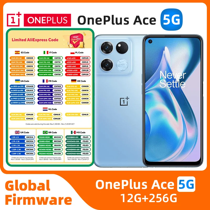 

OnePlus Ace 5G Global Rom MTK Dimensity 8100 MAX 8GB 128GB Fast Charge 120Hz AMOLED Android OnePlus 10R used phone