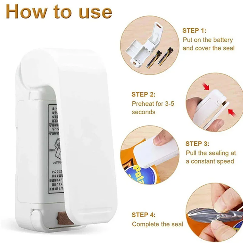 Mini Snack Sealer Small Household Bag Sealer Portable Hand Pressure Heat Sealer Plastic Bag Sealer