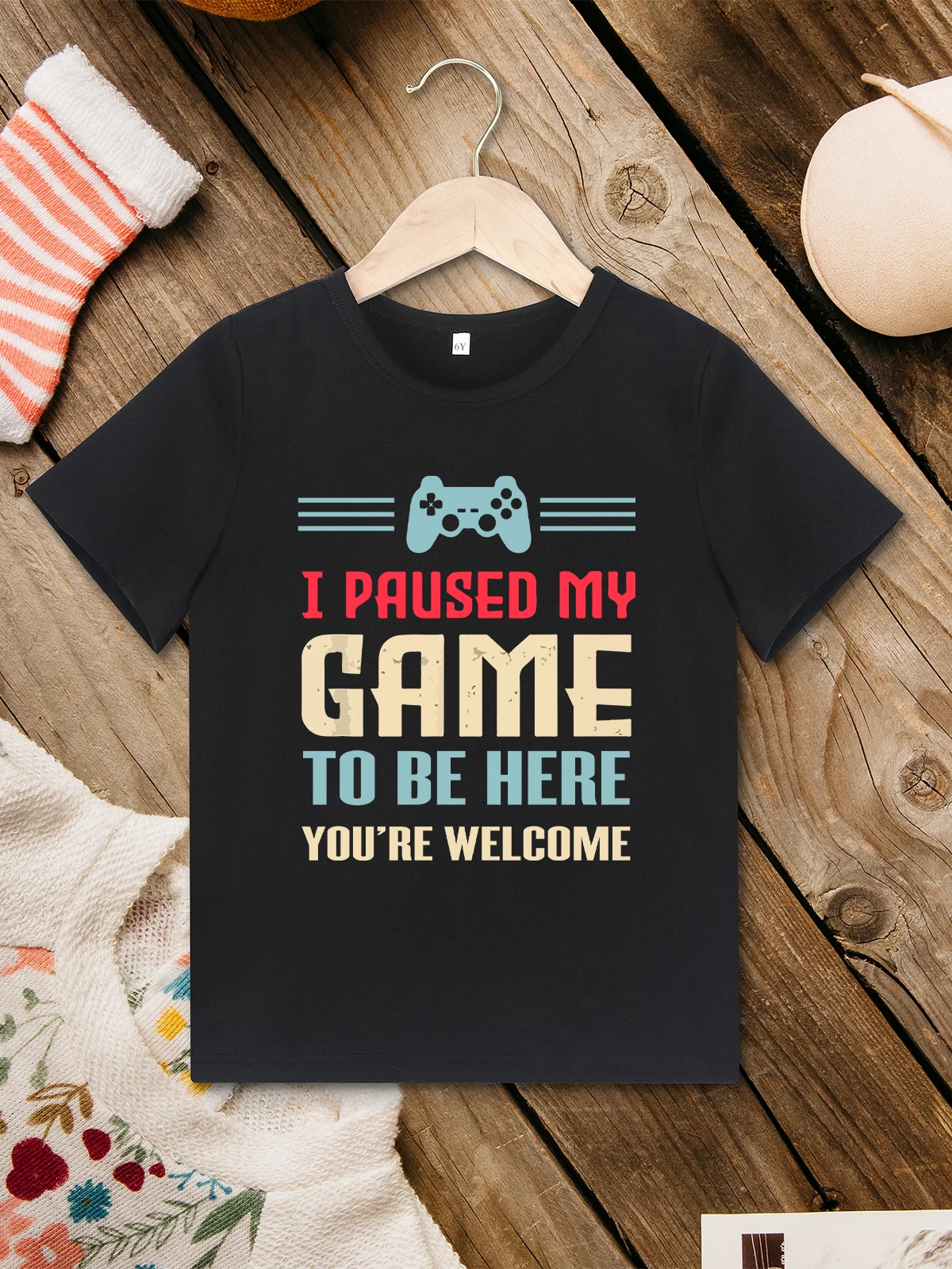 

Funny Boys Clothes 3 to 7 Years “I Paused My Game To Be Here” Pattern Creative Summer Outdoor Travel Kids T Shirt Free Shipping