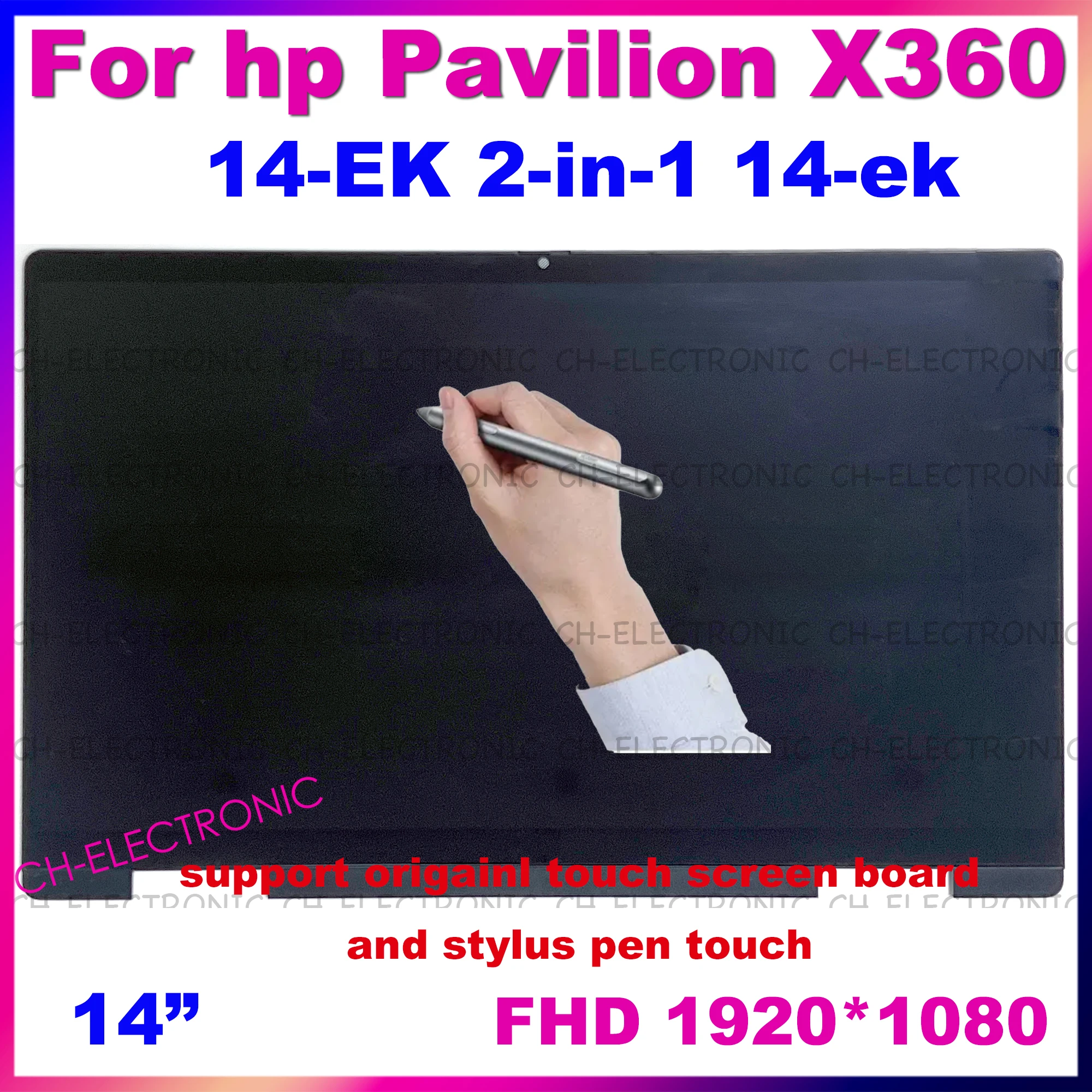 

14" For HP Pavilion x360 14-EK 2-IN-1 LCD Touch Screen Assembly FHD 30pins Display L76245-J91 With Frame 1920x1080 14 ek
