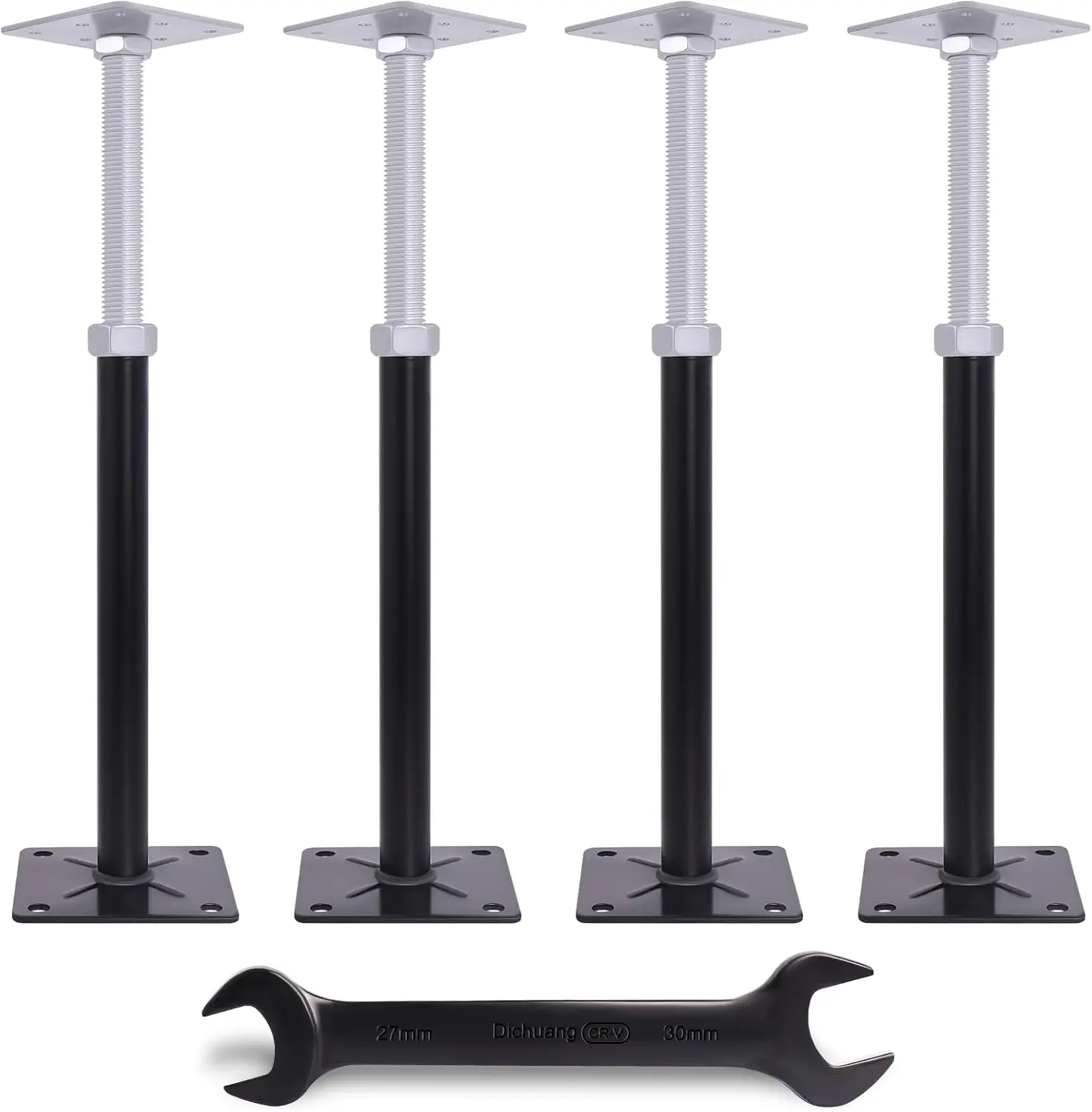 

4-Pack Adjustable Floor Jacks for Leveling Support, 11-16.5" Height Range, 11000 lbs Capacity Each - Steel Construction