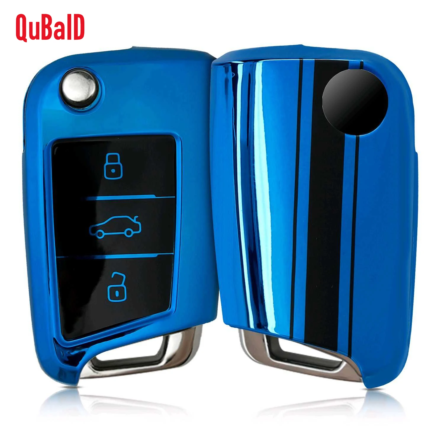 QuBaID TPU Car Key Shell Fob Protective Cover Suitable For VW Golf7 Lamando Teramont Lavida Multi Stripes and Patterns