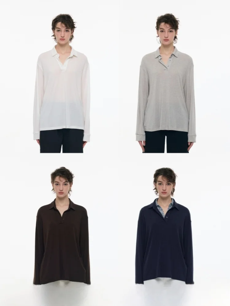 

Open Enrollment Any irt Ne Base irt Light Wool Blend Long Sve Mid-Length Loose Fit Women's irt ey Whit...