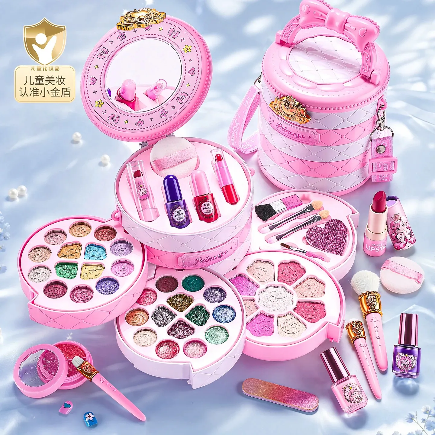 Children's Makeup, Girls' Cosmetics, Pretend Play, Portable Princess Gifts, Accessories, Dressing up Toys