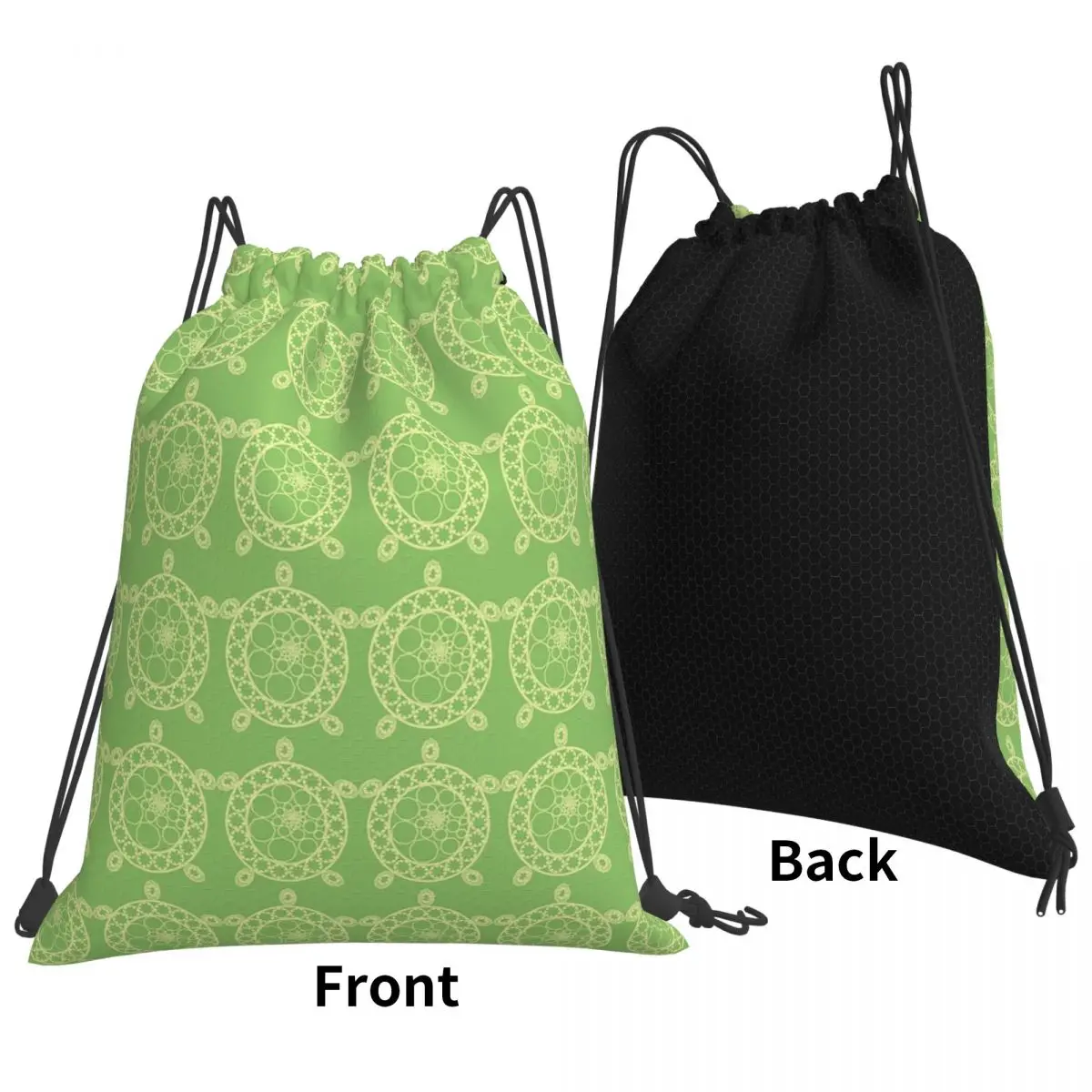 Shell Of Nine Turtle - Yellow On Green Backpacks Casual Drawstring Bags Sports Bag Book Bags for Man Woman Students