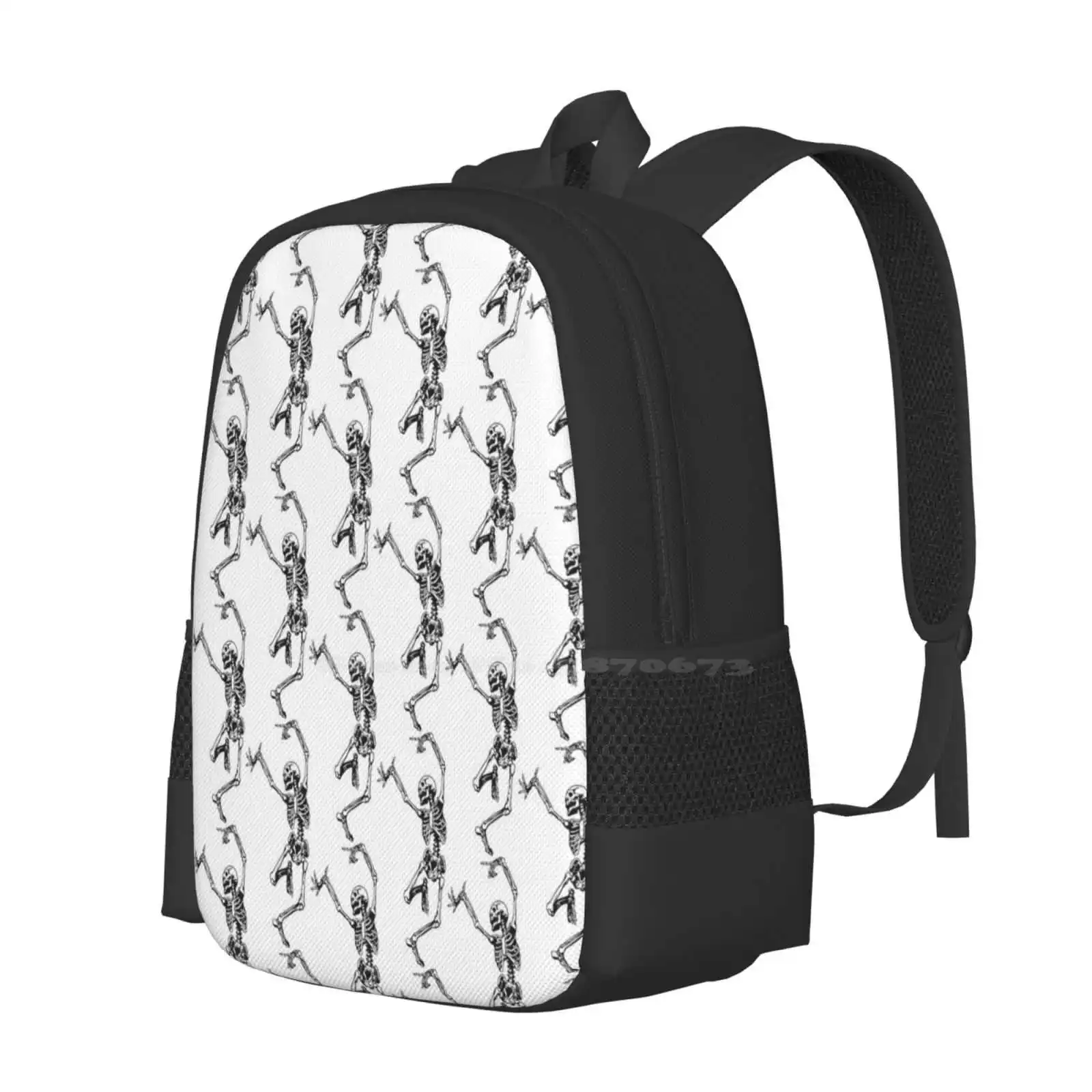 Dance With Death Pattern Design Bag Student'S Backpack Skull Vintage Bohemian Magical Magick Pagan Wiccan Spiritual Esoteric