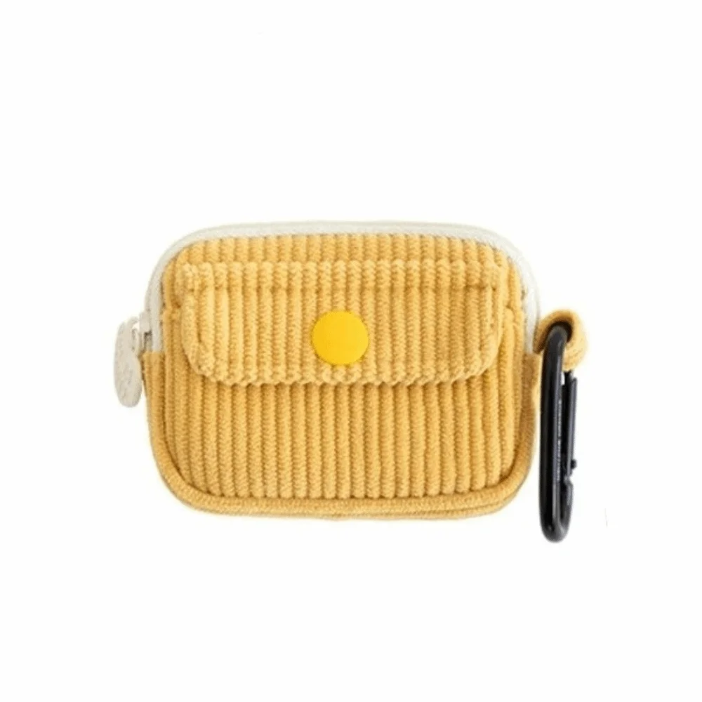 Cute Solid Color Earphone Storage Bag Multi Layer Corduroy Storage Bag with Zipper Multifunctional Key Bag Travelling Storage