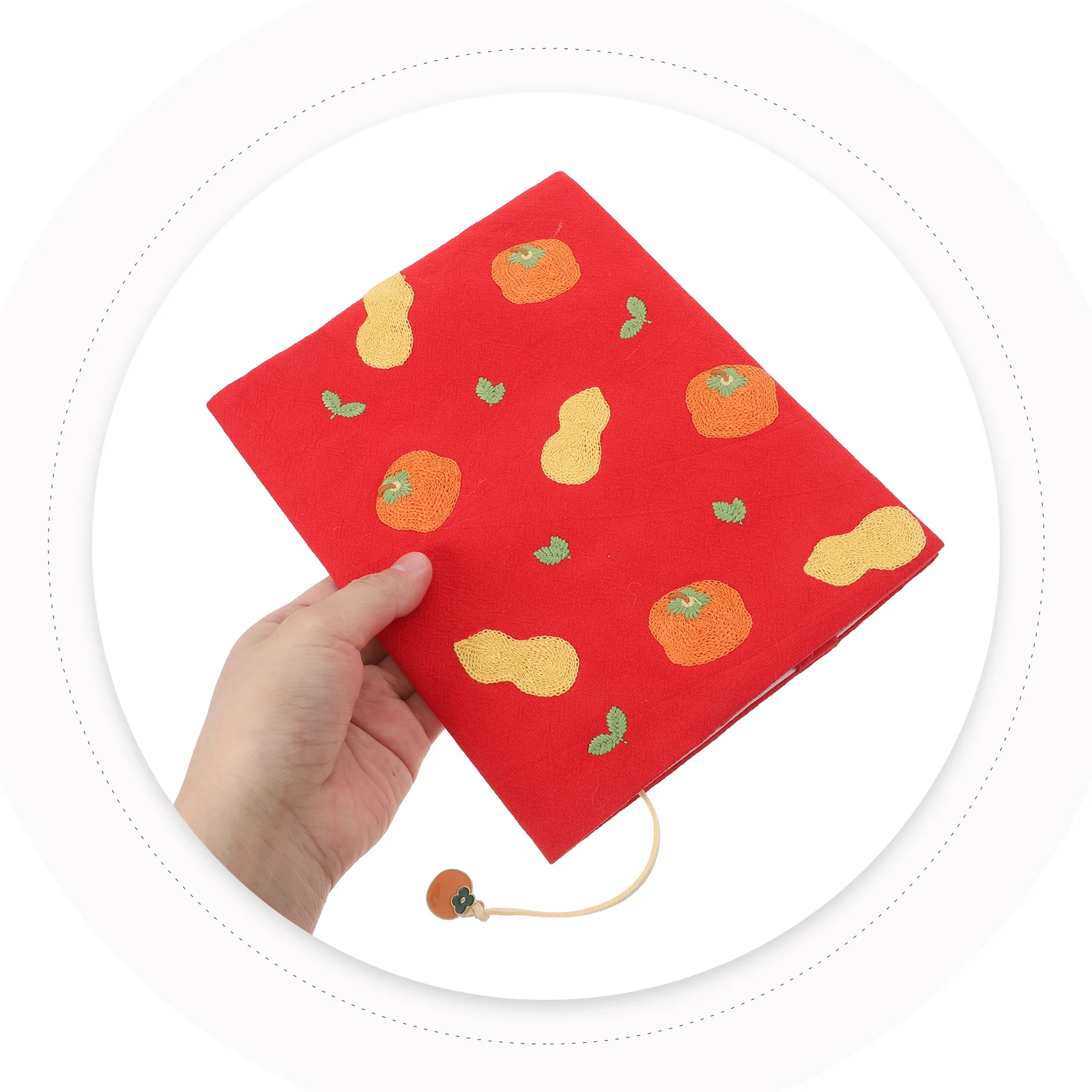 A5 Book Sleeve Adjustable Orange Pendant Soft Cloth Notebook Cover Hardcover Journal Diary Book Protector Padded Cover