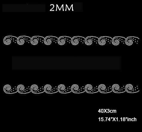 5pcs/lot(Unilateral size40X5.3cm)New Super Bright Hot fix Rhinestone Heat Transfer Rhinestone for Embellishment Sewing(SSA-3953)