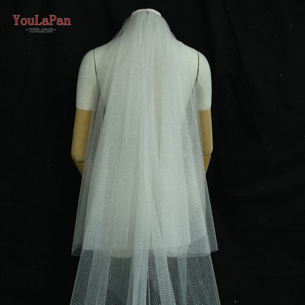 

YouLaPan V90 Star Yarn Veil Shiny Sparkling Glitter Veil Champagne Wedding Veil Double Layer Wedding Dress Veil with Comb