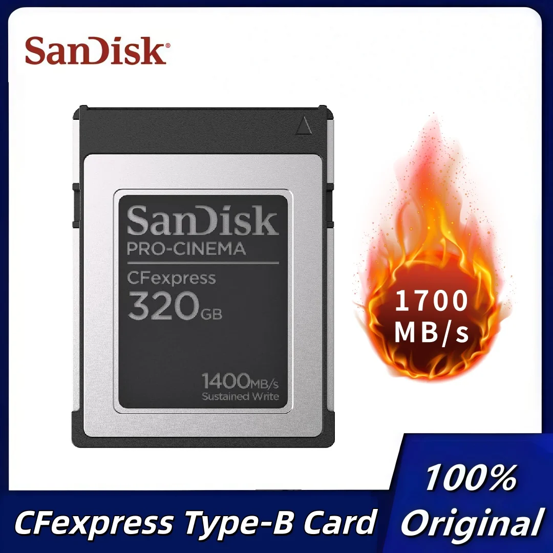 

SanDisk 320GB PRO-Cinema CFexpress Type B Up to 1700MB/s Read Speeds 8K Video Capture CFexpress Type B Card