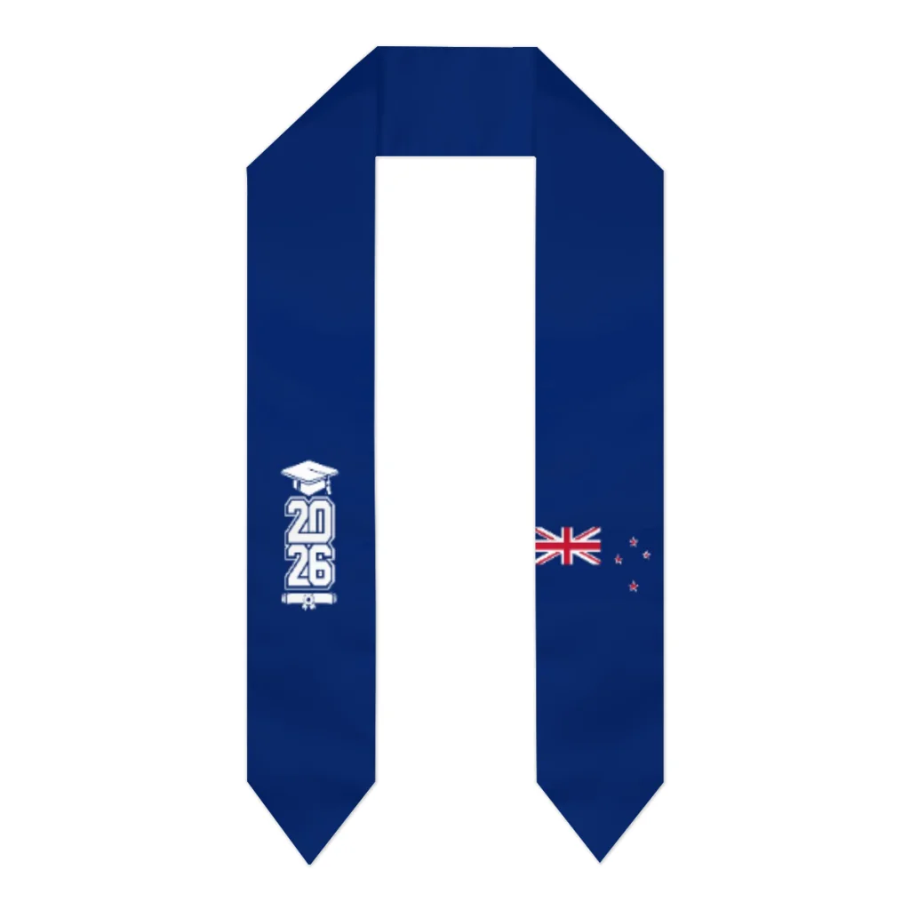 

Class of 2026 New Zealand Flag Scarf Graduation Sash Stole International Study Abroad Adult Unisex Party Accessory Top Print
