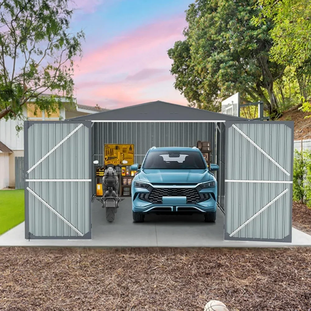 

20 X 13 FT Outdoor Storage Shed with 2 Lockable Doors, 4 Air Vents, Large Metal Garden Tool Shed