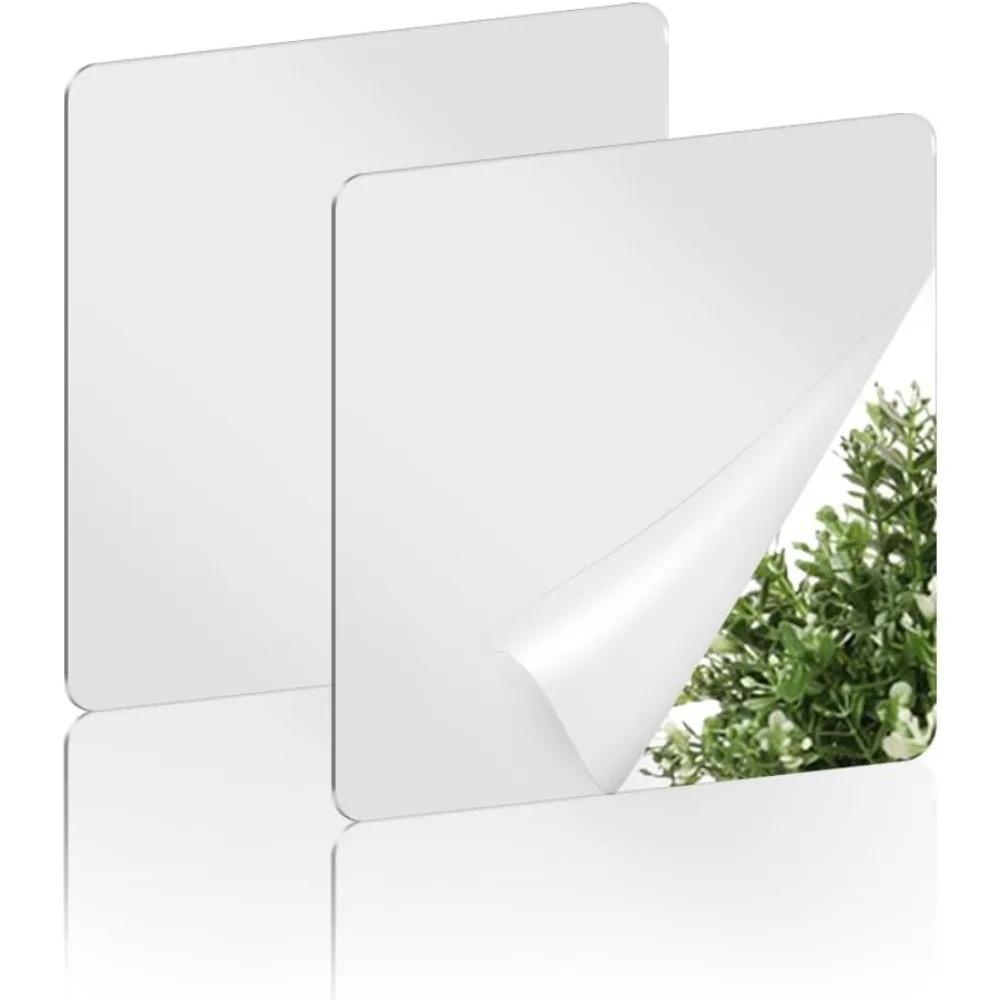 

2MM Flexible Self Adhesive Acrylic Mirror Shatterproof Plastic PS Frameless Wall Mirror Sticker 6x6 Inch for Bathroom Vanity Door Entryway Decor