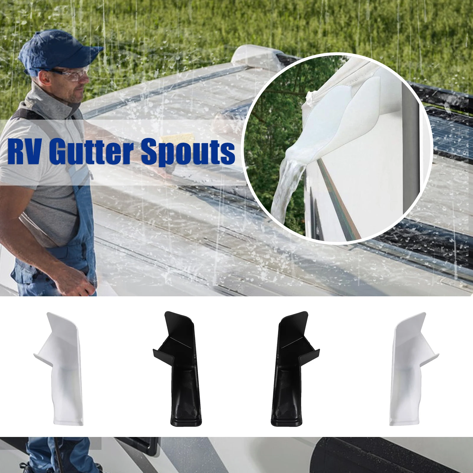 

Носик желоба для автодома, длинная версия, носики для дождевой желоба для автодома с удлинителями, удлинители желоба для автодома, левая и правая сторона для направления дождевой воды