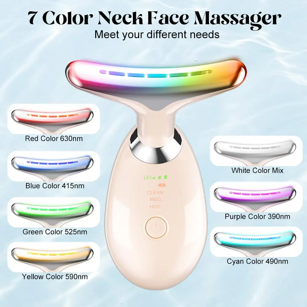 Masseur de cou et de visage, appareil de massage du visage avec modes de couleur thermiques à triple action pour les soins de la peau, outil de sculpture du visage pour double