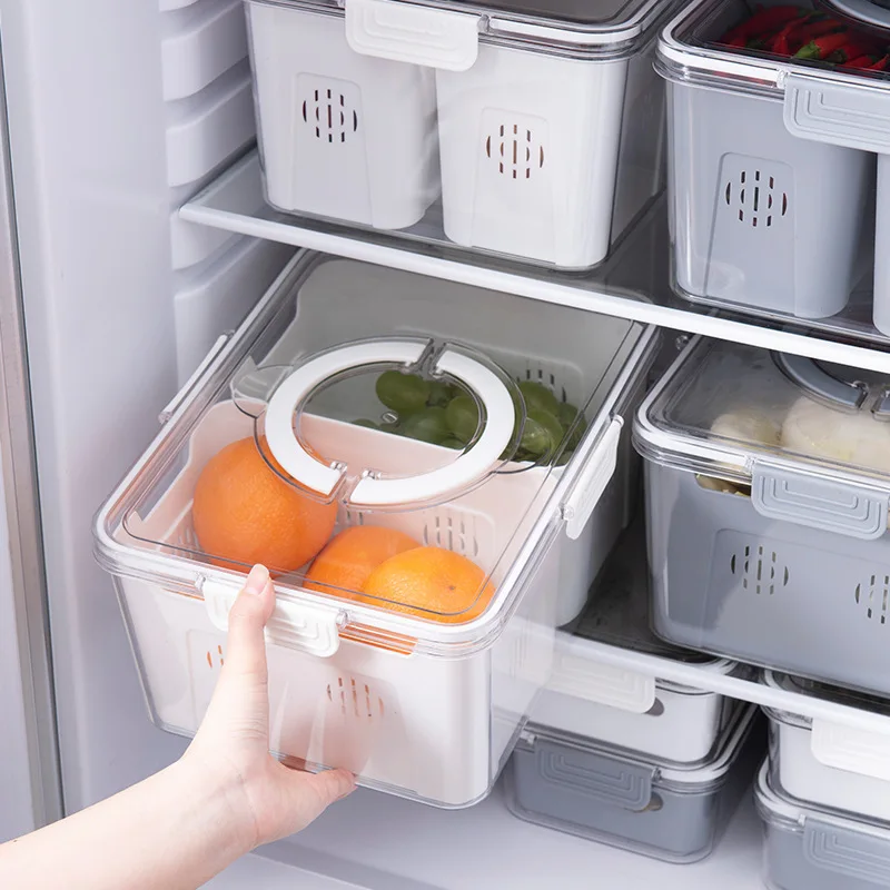 New In Hot Sale Fridge Organizer Storage Box With Clear Lid Food Grade BPA Free Stackable Vegetable Refrigerator Organizer Bin