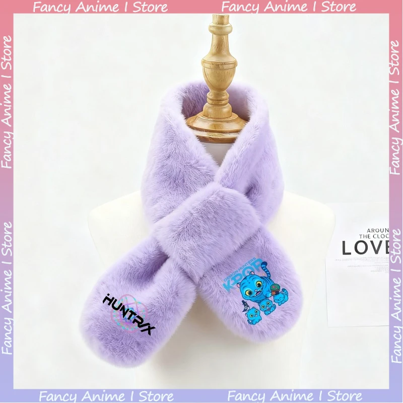 K-POP デーモンハンターズ ガールズ ぬいぐるみスカーフ かわいい 快適な保温ネックカバー 冬用 暖かい 漫画風 厚手ネックウォーマー 誕生日プレゼント