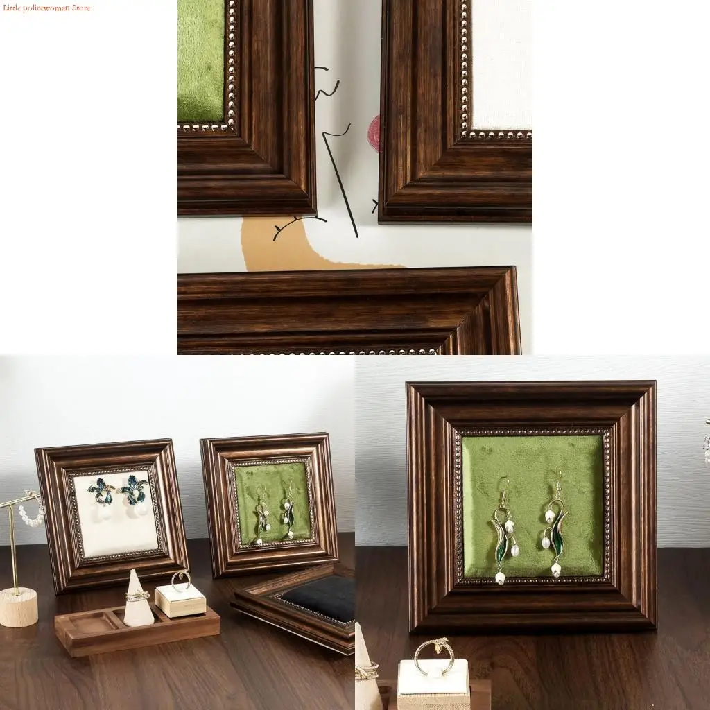 F92D Modern Nordic Designs Wooden Jewelry Stand Velvets Lining Earrings Ring Holder For Bedroom Dresser Or Boutique