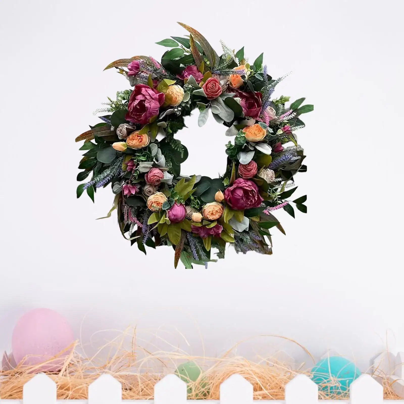 

Весенне-летний венок для двери, для дома и улицы, настенный декор, 17,72 дюйма, подвесная гирлянда, цветочный венок для окна, свадьбы, праздника