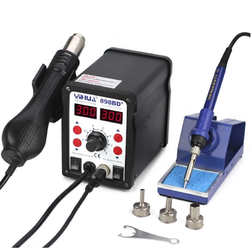 

YIHUA 898BD+ 220V 2 in 1 Digital Display Electric Solder iron + Hot Air Heat Gun SMD Rework Soldering Desoldering Station