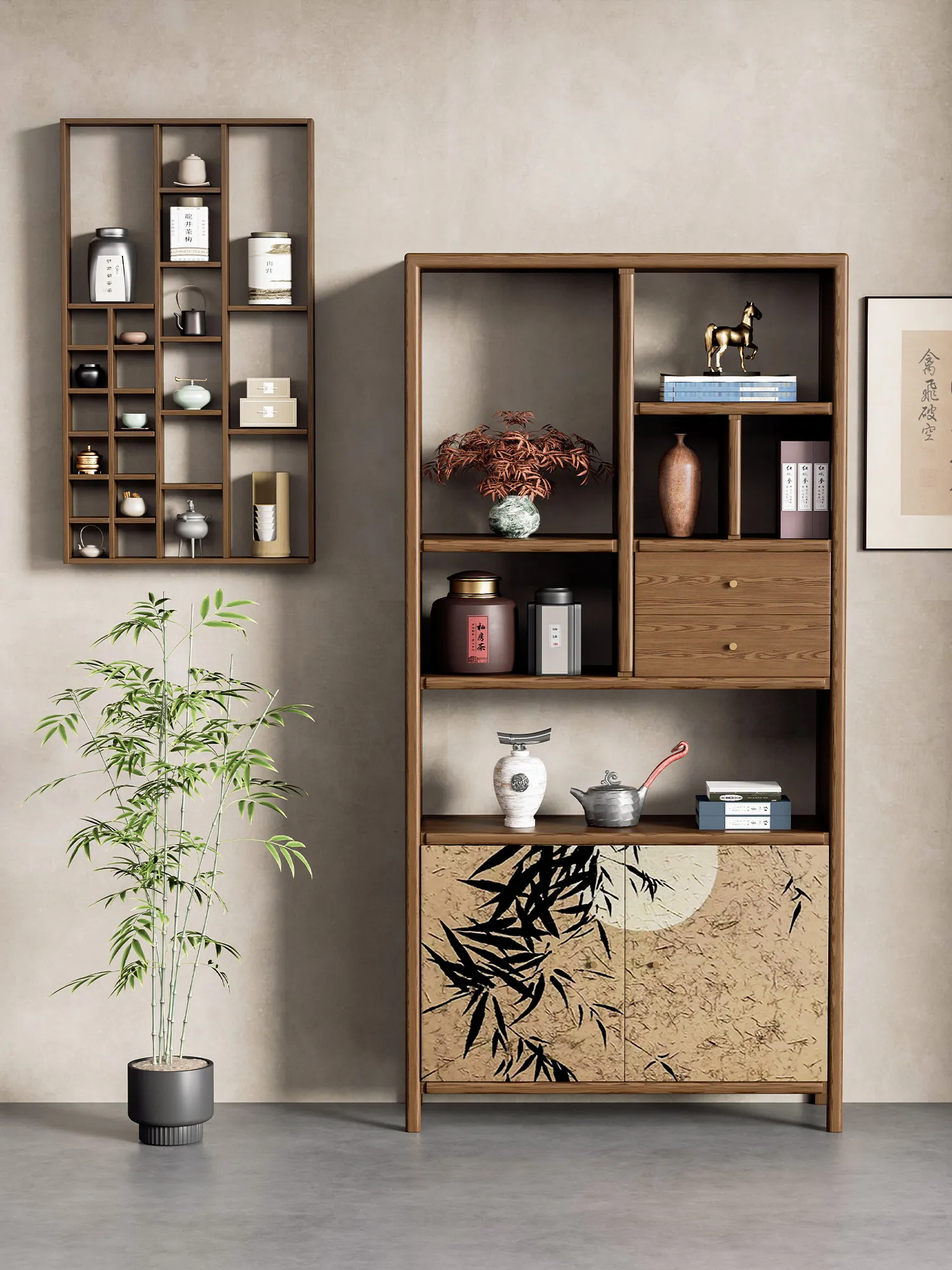 CX solid wood Bogu frame tea room ornament Duobao Pavilion, partition display rack