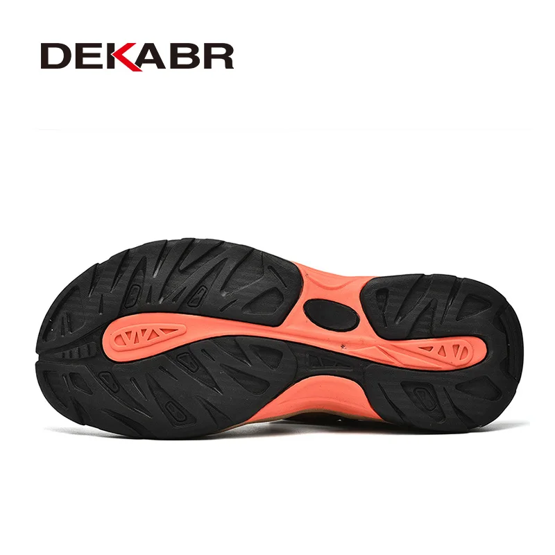 DEKABR Summer Designer Men Genuine Leather Sandals Hook & Loop Outside Men Cow Leather Soft-Soled Non-slip Male Casual Sandals image 4