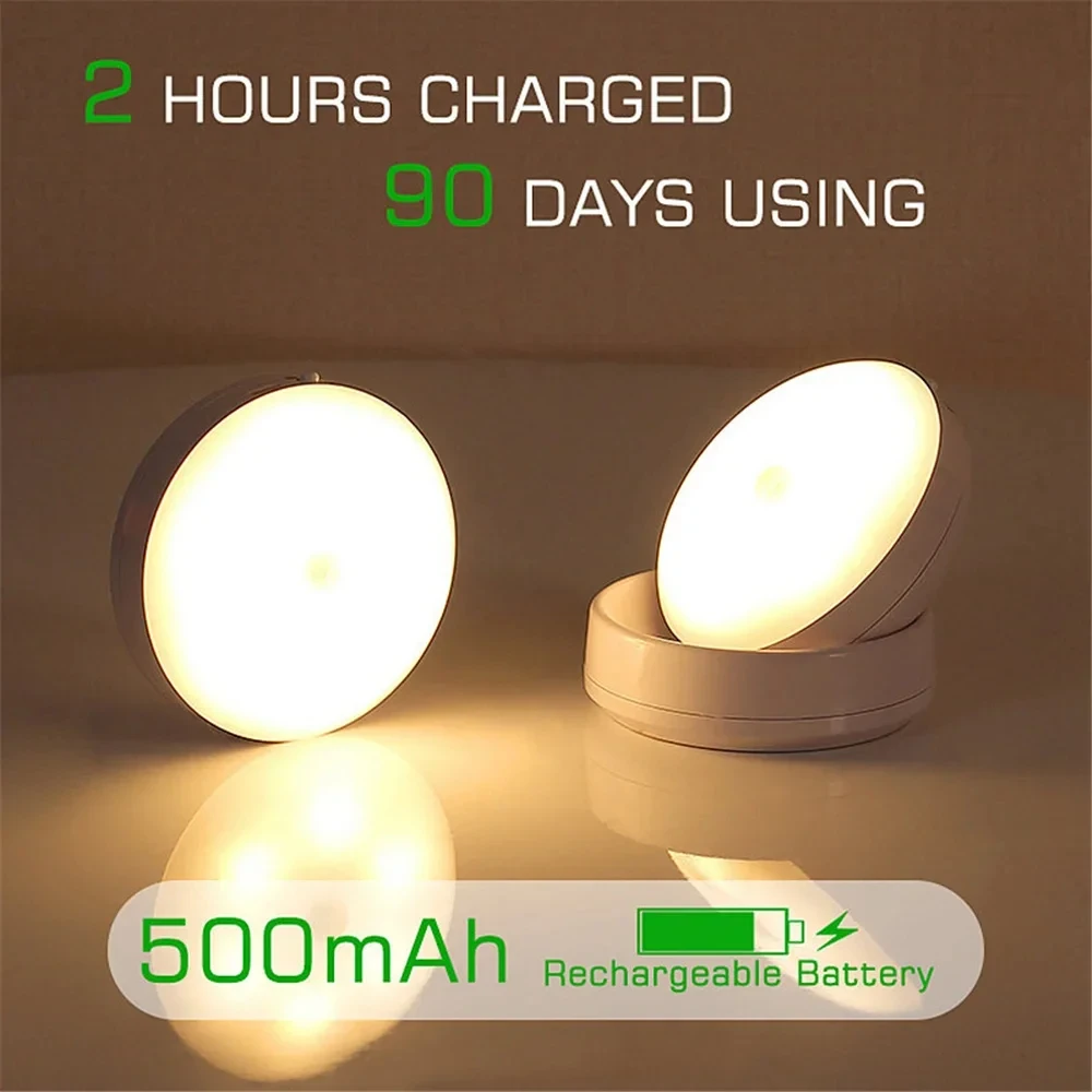 Imagem -04 - Inteligente Motion Sensor Led Night Light Carregamento Usb Indução Humana Cabeceira Gabinete Home Wardrobe Iluminação