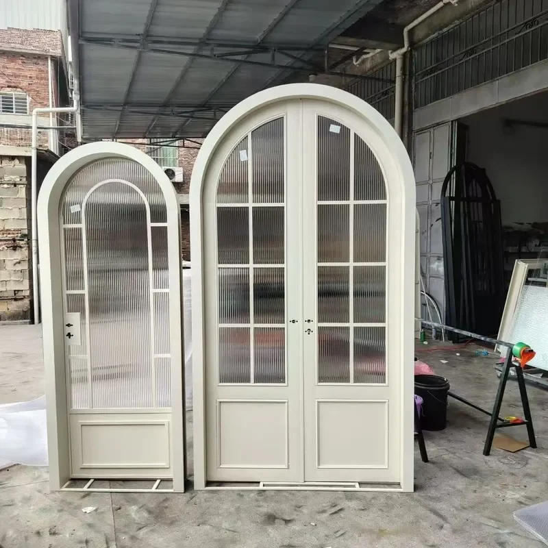 for French Retro Style Glass Swing Door for Bathroom Toilet Kitchen Balcony Partition Interior Room Divider Home Decor
