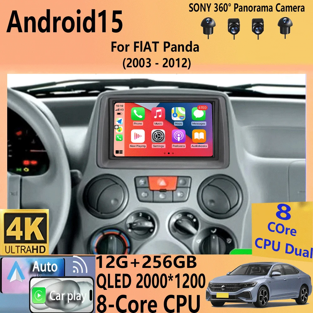 

7-дюймовый автомобильный радиоприемник Android 15 для FIAT Panda 2003 2004 2005 2006 2007-2012 стерео мультимедийный плеер навигация авторадио Carplay Auto