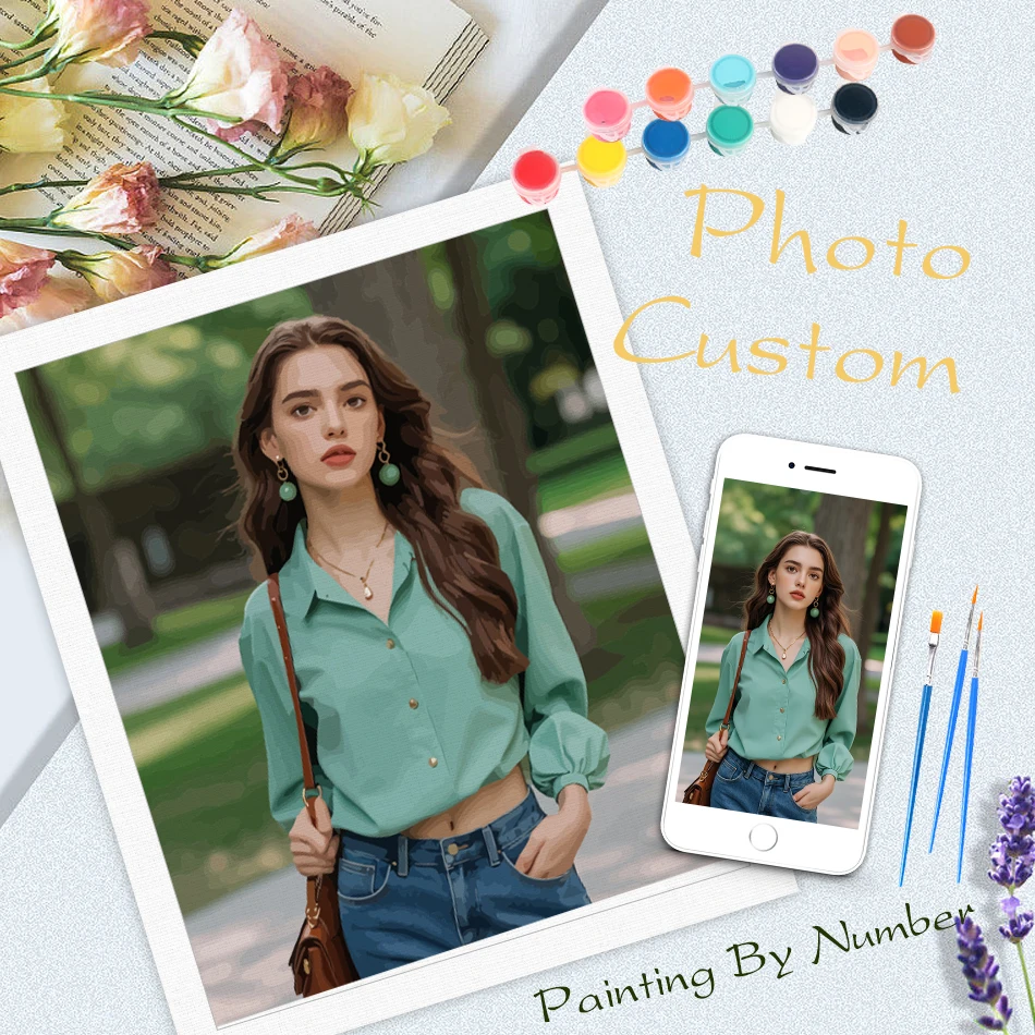 

CHENISTORY Customized Paint By Numbers Handpainted Custom Diy Making Kits Picture Valentine's Day Paint Your Photo By Number