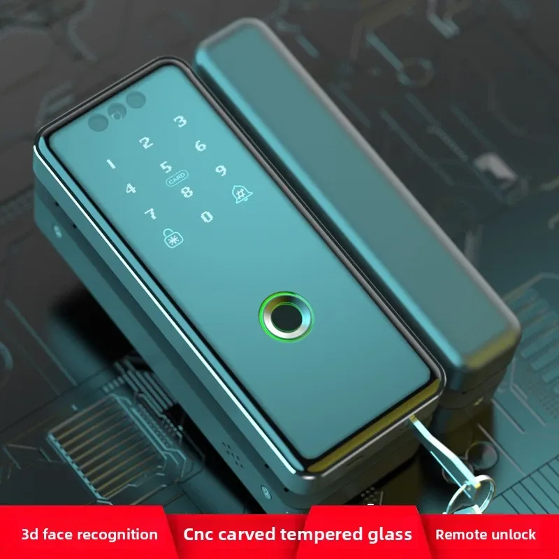 

New 3D Facial Recognition Tuya Smart Lock, Office Bluetooth Electronic Password Glass Door Fingerprint Lock