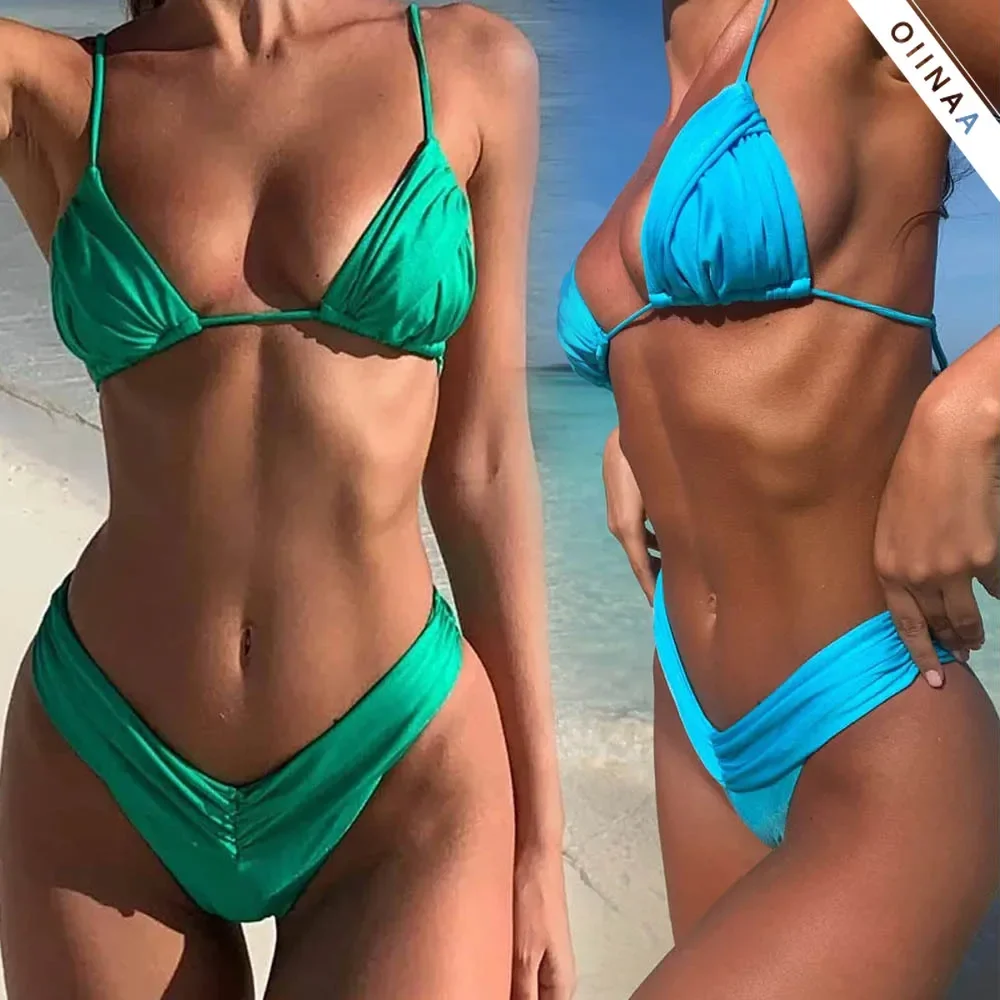 Bandage Bikinis Set 2024 Sexy Bikini Sets Solid Swimsuit Women Beachwear Summer Swimwear High Cut Bathing Suit Female Biquinis