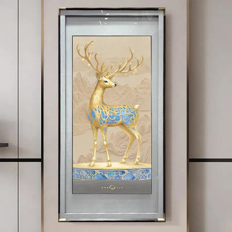 Modern entrance entrance wall paintings symbolize the high-end murals in the modern Chinese-style corridor