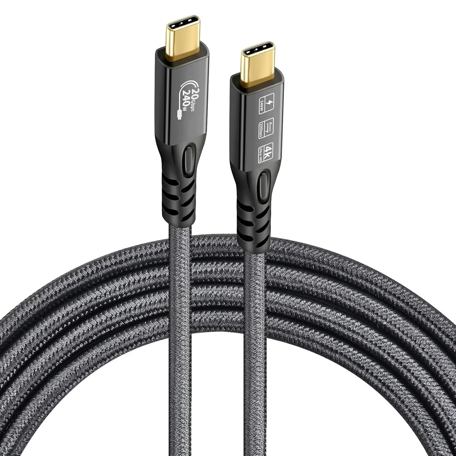 Cable USB C 3,2 Gen 2, extensión de 240W, Cable de vídeo 4K macho a macho, carga de datos de 20Gbps con SSD externo, 2 uds./lote