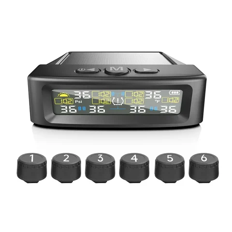 Солнечная Система Контроля Давления В Шинах (TPMS) С Цифровым Цветным Дисплеем, 6 Внешними Датчиками, Водонепроницаемая
