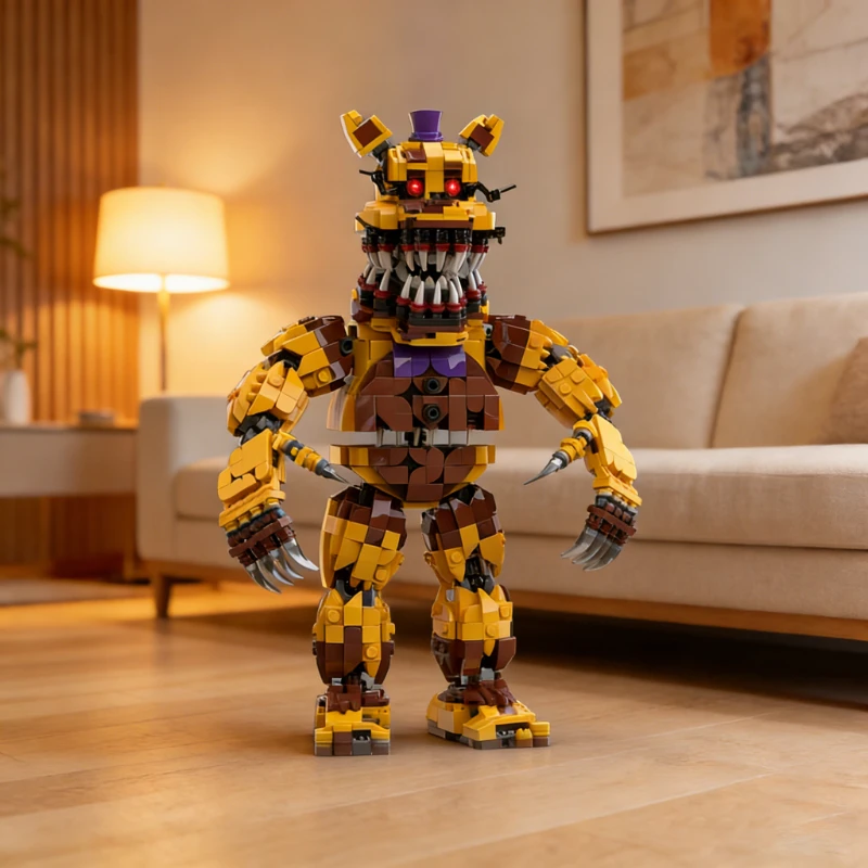 1017 Piezas MOC Nightmare Fredbear FNF, Bloques de Construcción de Modelos, Regalos de Navidad, Juguete Creativo, Idea de Bricolaje, Educación para Niños