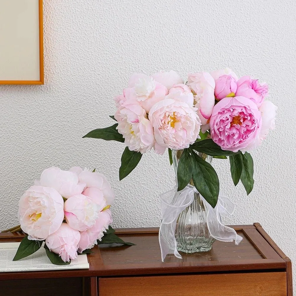 Creative Artificial Peony Bouquet Silk Flower Realistic Simulated Rose Flower DIY Multi-Color Simulation Silk Flowers