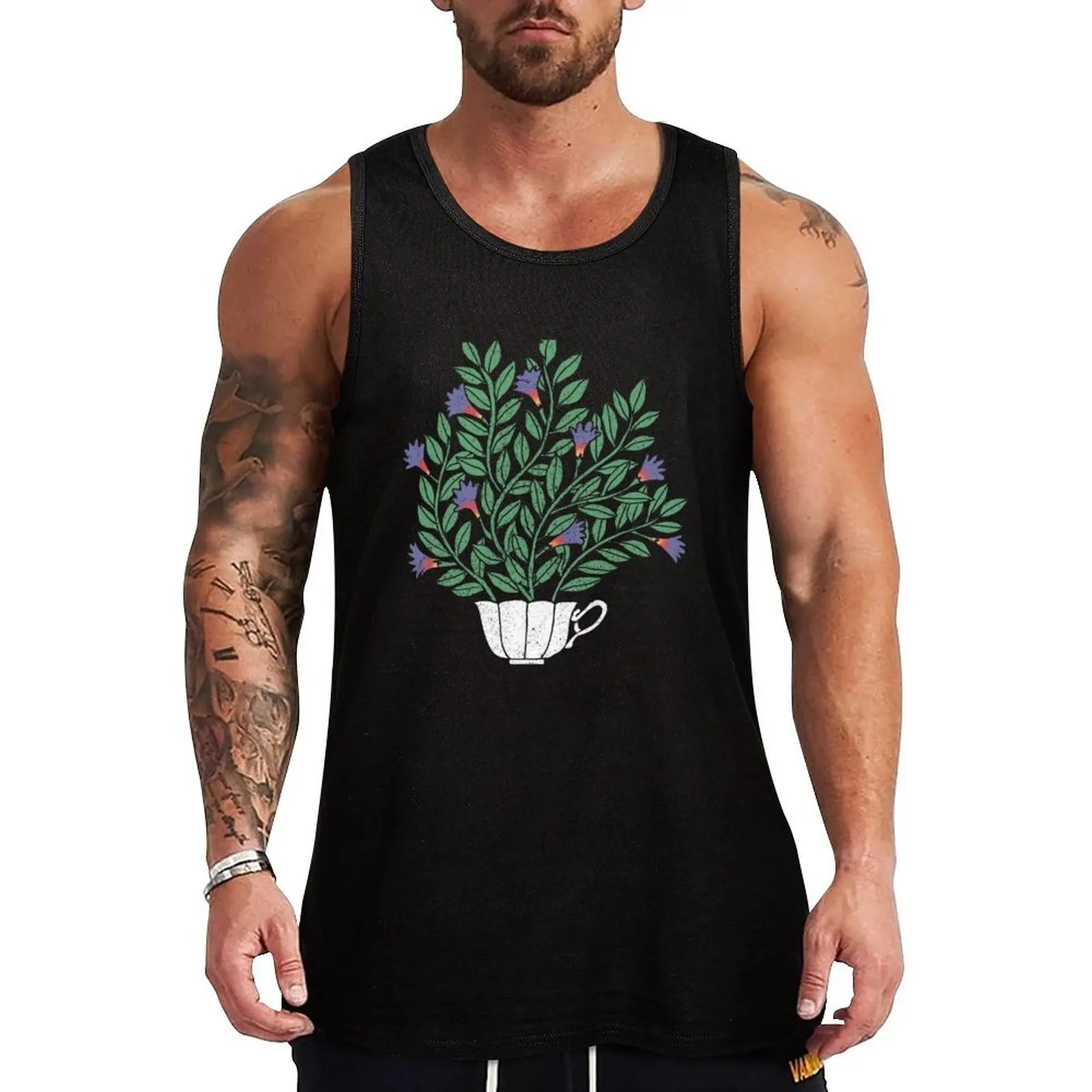 A Cup of Tea (Jasmine) Tank Top Fashion Graphic Tank Top Trendy Print Sleeveless Shirt