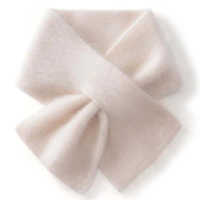 KOIJINSKY 100% Pure Cashmere Cross Scarf 83×13cm No-Tie Soft Fuzzy Neck Warmer for Women Winter Daily Wear Gift