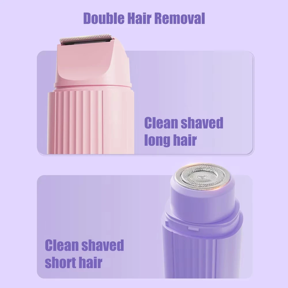 2025年新型女性用脱毛器 充電式電動デュアルヘッド脱毛器 顔・体・ビキニライン用 トラベルシェーバー