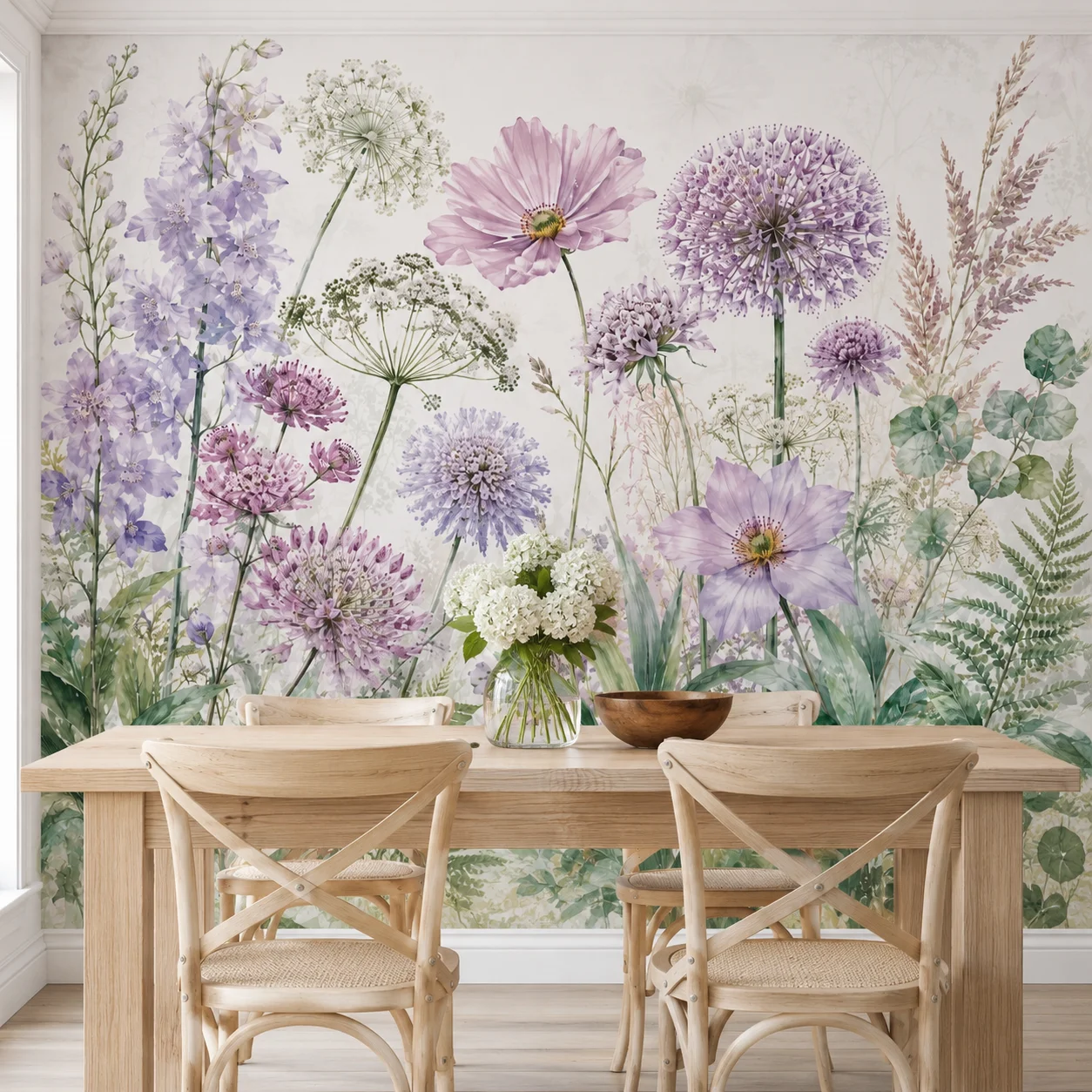Custom Purple Wildflower Wallpaper Mural Botanical Floral Living Room Bedroom Decor Non Self Adhesive Wall Covering Art for Home