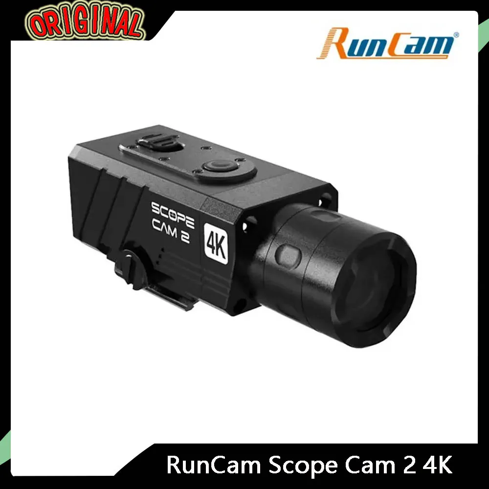 

RunCam Scope Cam 2 4K Camera - Digital Zoom, Customized Crosshairs, IP64 Waterproof for Airsoft/Paintball, APP 1400mAh 128G