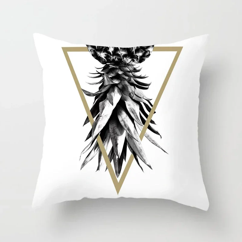 Cushion Cover 45*45cm Golden Leaves Soft Peach Skin Cashmere Throw Pillow Cover Sofa Pillowcase Merry Christmas Home Decor